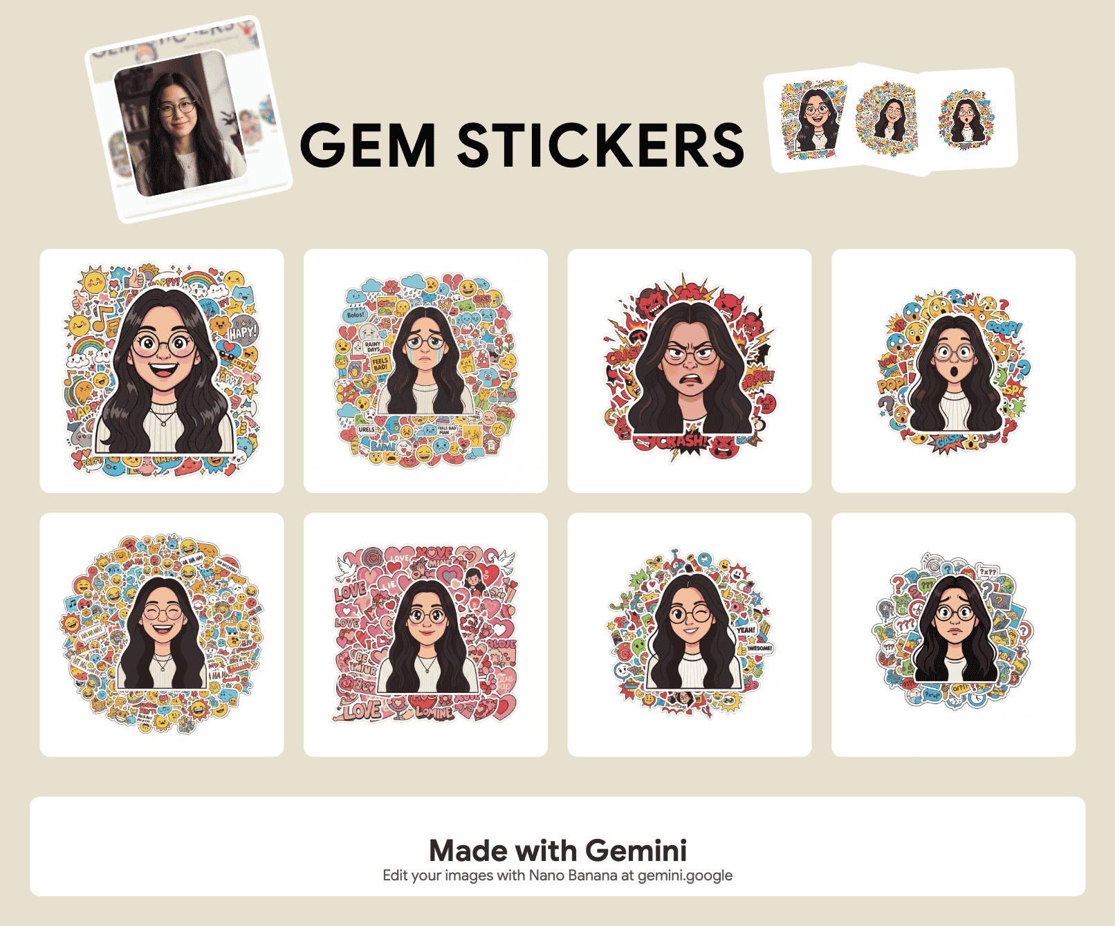 9 Viral Gemini Stickers Made with Nano Banana Templates